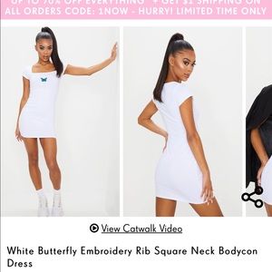 PrettyLittleThing White Butterfly Bodycon Dress